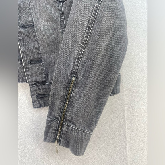 CAbi Jeans Black Distressed Jean Jacket with Beaded Collar Women’s Size Medium - Picture 14 of 16